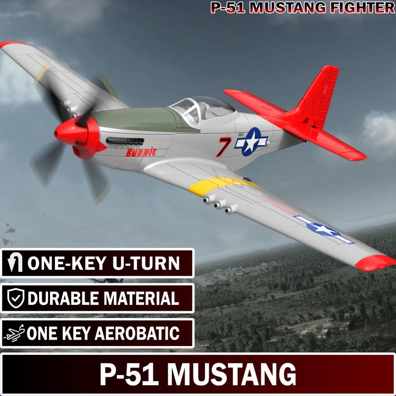 LEAMBE 4 Channel RC Plane, Ready to Fly Aerobatic Aircraft, Easy Control for Beginners, P51 Mustang RC Airplane Best Gift for Adults - Image 2